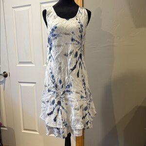 Tempo Paris White and Blue Dress - Made in Italy
